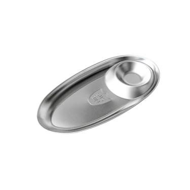 Imagem de Prato de lanche com moldura de aço inoxidável 304 simples para uso doméstico chinês - prata-grande.