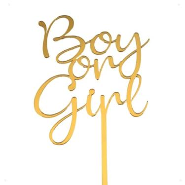 Imagem de Topo de bolo Boy Or Girl para Chá Revelação Menino ou Menina acrílico espelhado