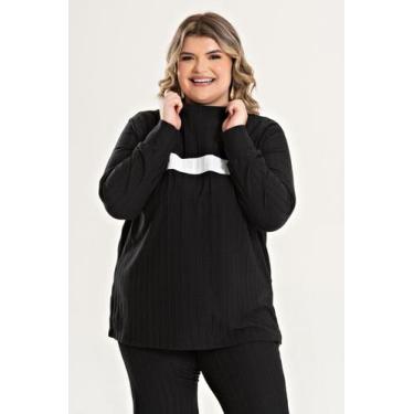 Imagem de Blusa Feminina Plus Size Confort Ribana Milano C/ Faixa Contrastantes 