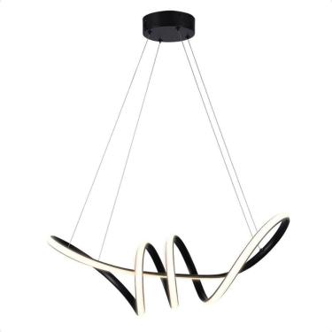 Imagem de Pendente Led Moderno Taschibra Loop 38w Luz Quente 3000k Bivolt Preto