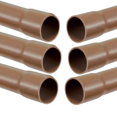 Imagem de Kit 6 Cano Tubo Pvc Soldável Marrom 25mm 1 Metro Hidráulic - FORTLEV