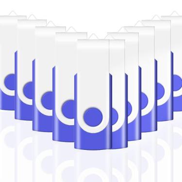 Imagem de Unidade flash USB JBOS 32GB USB 2.0 x 10 com folha de etiquetas azul