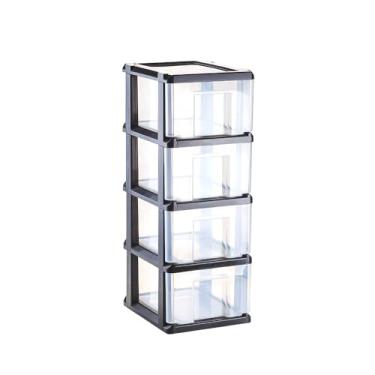 Imagem de Gaveteiro 4 Gavetas Grandes Transparentes com Estrutura preta
