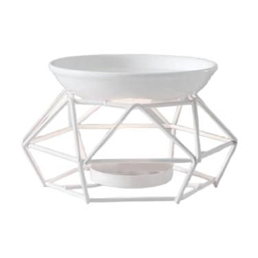 Imagem de Fenteer Queimador de óleo essencial, difusor de aroma, suporte para velas, tigela de cerâmica para sala de estar, spa, fazenda, spa, natal, Branco