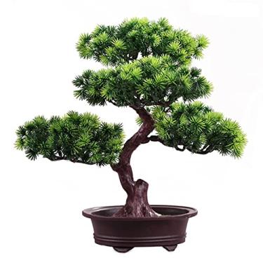 Imagem de Plantas artificiais, bonsai artificial, pinheiro, zen, decoração de plantas artificiais em vaso, para decoração, exibição de mesa em vaso sintético