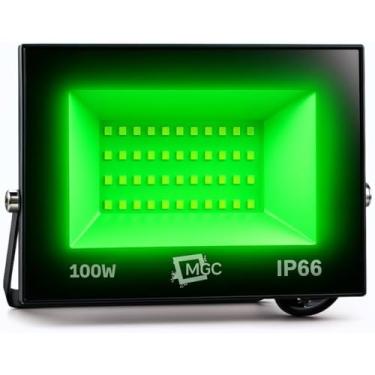 Imagem de Refletor LED 100W Luz Verde SMD, A Prova D' Agua Bivolt Uso Externo, Jardins e Garagem.