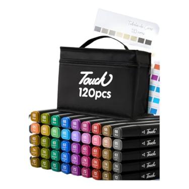 Imagem de Kit Canetinhas Marcadores Touch, 120 Cores, Ponta Dupla 1mm e 6mm, com Bolsa de Transporte