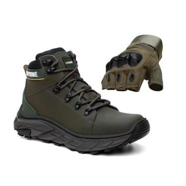 Imagem de Bota Militar Masculina Couro legitimo Resistente + Luva Tática Alta Performance (Verde Militar, BR, Adulto, Numérico, 43)