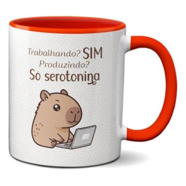 Imagem de Caneca Capivara Trabalhadora Sim Produzindo só Seratonina (Vermelha)