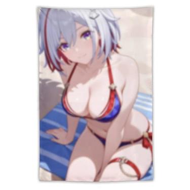 Imagem de LIEGBMEU Tapeçaria de biquíni sexy anime menina 101.6 cm x 152.4 cm interior exterior parede colcha arte decoração de tapeçaria caprichosa, AC102