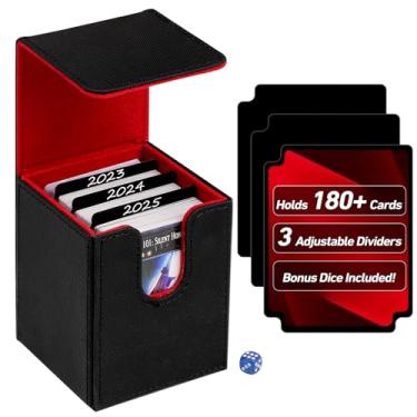 Imagem de Bofoho Caixa de baralho de mais de 180 cartas com fecho magnético, capa de baralho MTG Commander de couro PU comporta mais de 110 cartas com manga, serve para Yugioh TCG CCG, inclui 3 divisórias