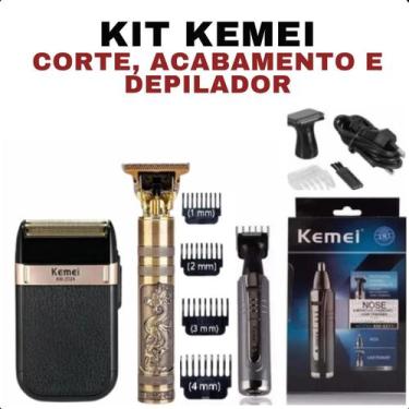 Imagem de Kit Completo Kemei Portátil: Barbeador e Máquina de Cabelo - LIPPIN