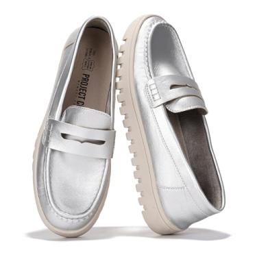 Imagem de Project Cloud Mocassins Femininos De Couro Legítimo - Sapatos De Trabalho Antiderrapantes Calçados Femininos Com Palmilha De Espuma De Memória - Sapatos Leves E Flexíveis Para Todas As Estações (Fil