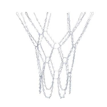 Imagem de Generic Rede de substituição para cesta de basquete, corrente trançada, à prova de intempéries, para aro de 12 voltas, instalação rápida e suave, corrente de