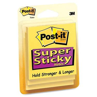 Imagem de Post-it Notas super adesivas, 7,6 cm x 7,6 cm, 4 blocos, 2X The Sticking Power, amarelo canário, reciclável (3321-SSY)