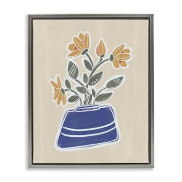 Imagem de Stupell Industries Abril Primavera Vaso Margarida Cinza Emoldurado Tela Flutuante Design de Arte de Parede por Beki Marquardt, 80 x 63 cm