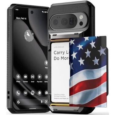 Imagem de VRS DESIGN Damda Glide Pro para Pixel 10 / Pixel 10 Pro (2025) – Capa carteira robusta com suporte de cartão semiautomático resistente [4 cartões] Capa protetora para celular (bandeira de honra)
