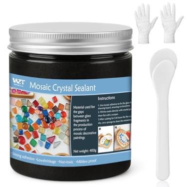 Imagem de Rejunte de cristal de mosaico preto 400 g, sem necessidade de adicionar água, calafetagem direta, ferramentas de mosaico, selante de cristal de mosaico para todos os azulejos e superfícies