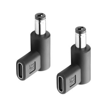 Imagem de GINTOOYUN 2 peças USB para DC macho 5,5 x 2,1 mm 28V adaptador, ângulo de 90 graus USB C para DC 28 V plugue adaptador para laptop, roteador, conector de carregador de fonte de alimentação móvel (28V)