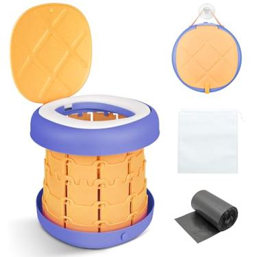Imagem de Inmorven Vaso sanitário portátil de acampamento retrátil de altura ajustável para adultos e crianças, vaso sanitário portátil dobrável ou acampamento, carro, viagem, barco, praia, barraca e uso de