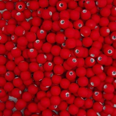 Imagem de Miçanga Passante Bola Emborrachada Plástico Vermelha 8mm 50pçs 20g - M