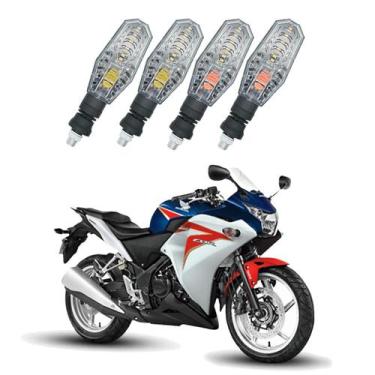 Imagem de Kit 4 Setas Dianteiro e Traseiro Modelo PF01 Para Moto Honda CBR 250R 