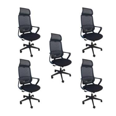 Imagem de Kit 5 Cadeiras Presidente Oficial Comfort Vinci Com Apoio - Oficial We