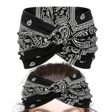 Imagem de Bandanas femininas Boho | Turbante torcido | Faixa de cabelo com nó para entusiastas de uso casual, ocasiões especiais, casamentos, festivais de música, eventos ao ar livre, ciclismo