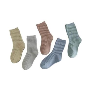 Imagem de Meias De Algodão Para Meninos E Meninas, 5 Pares, Respiráveis, Da Moda