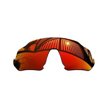 Imagem de MYCOURAG Lentes de reposição polarizadas com proteção UV para óculos de sol Oakley Flight Jacket OO9401 – Vermelho fogo espelhado revestido polarizado