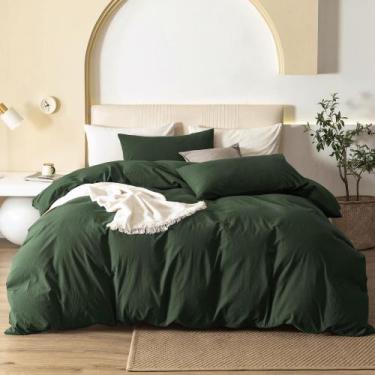 Imagem de Conjunto de capa de edredom JIYUAN 100% algodão lavado, queen size, ve