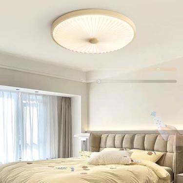 Imagem de GZZBMY Luzes de teto modernas de LED com controle remoto 3000K-6500K lâmpadas de teto de metal reguláveis niveladas redondas para quarto para sala de estar restaurante cozinha varanda (amarelo, 50 cm)