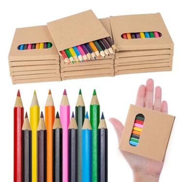 Imagem de 600 lápis de cor a granel, pacote com 50 lápis de cor em 12 cores, conjunto de mini lápis de desenho de 9 cm, lápis de colorir pré-afiados para crianças, material ideal de volta às aulas e prêmios de