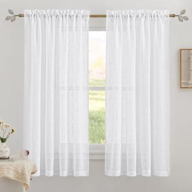 Imagem de Cortinas RYB HOME Linen Sheer 72x183cm brancas para sala de estar