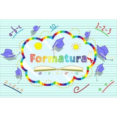 Imagem de Painel de Tecido Sublimado Formatura Chalkboard Infantil Números e Let