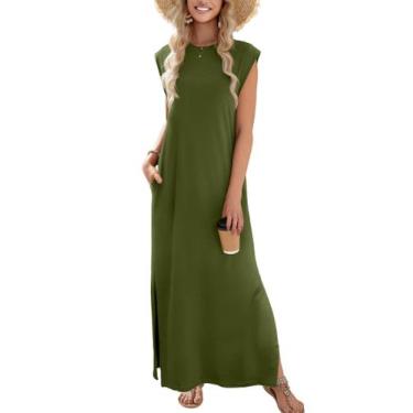 Imagem de Vestido Zeagoo Tropical Beach para mulheres Summer Maxi Green M