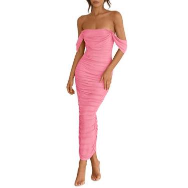 Imagem de Vestido feminino PRETTYGARDEN 2025, verão, sem ombros, rosa XXL