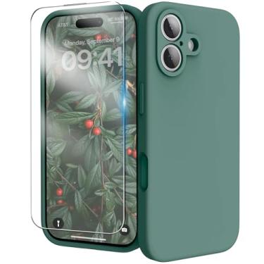 Imagem de INGIDO Capa para celular 2025, capa de silicone líquido com proteção para câmera, capa de borracha de gel macio com forro de microfibra, capa protetora à prova de choque, 16 cm, verde pinho