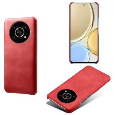 Imagem de Capa para Honor Magic 4 Lite,Proteção contra quedas,Casca de volta de cor sólida simples,Design de couro de imitação de plástico-Red