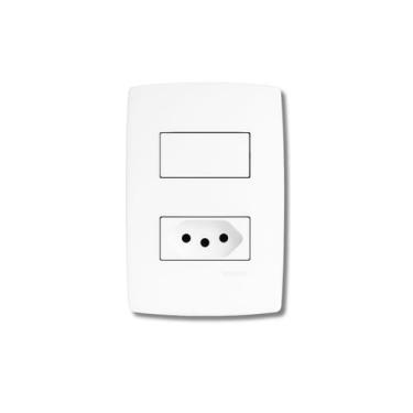 Imagem de Conjunto 1 Interruptor Simples 1 Tomada 10A 3 Pinos Pial Plus