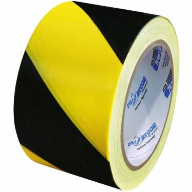 Imagem de Fita Zebrada Preta e Amarela 100 Metros - 700.00081 - PLASTCOR