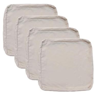 Imagem de FLYMEI Capas de almofada de pátio, 60 x 56 x 10 cm, impermeável, para uso externo, 4 unidades, capa de almofada para assento externo para sofá de vime, damasco