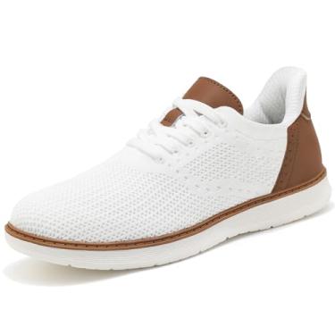 Imagem de Sapato social masculino casual Oxfords com cadarço de malha respirável confortável e leve, Branco, 42