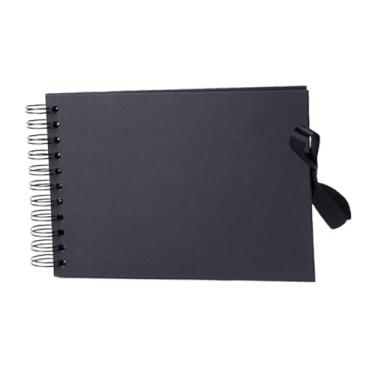 Imagem de predolo Álbum de fotos de scrapbook, livro de memórias decorativo com laço, faça você mesmo para projetos de artesanato de aniversário, projeto de artesanato, Preto