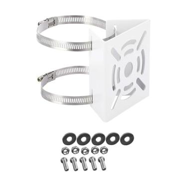 Imagem de menolana Suporte de câmera de segurança vertical para poste, fácil de instalar, suporte de metal de aço para iluminação de parede LED interna e externa, placa, Branco