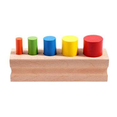 Imagem de Esquirla Brinquedos sensoriais de madeira com cilindro, blocos de cilindro, brinquedos educativos de madeira para desenvolvimento infantil, presente sensorial