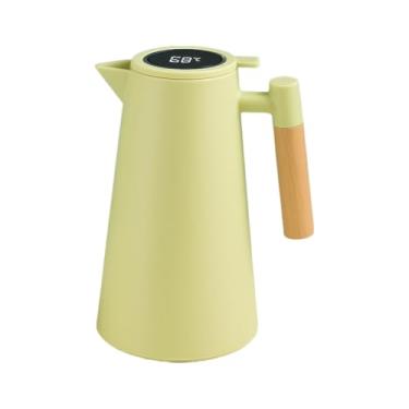 Imagem de Garrafa Térmica Termometro Digital 1L Café Chá Nórdica Com Cabo Madeira(VERDE CLARO)