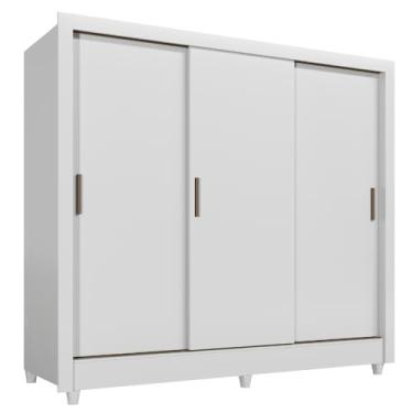 Imagem de Guarda Roupas Casal com 3 Portas de Correr 2 Gavetas França Branco