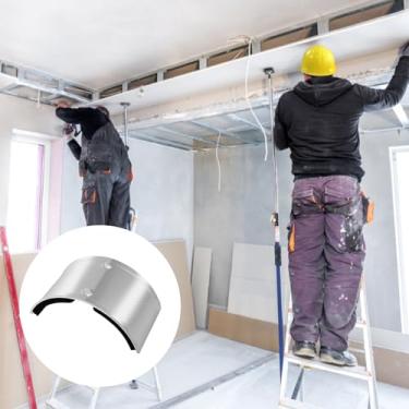 Imagem de 2 peças de placa curvada de palafita de drywall de liga de alumínio peça de reposição para descanso de pés de palafita resistente placa de punho com parafuso perna de palafita placa de conforto