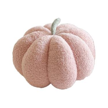 Imagem de IEUDNS Almofada de pelúcia de abóbora 3D, presente macio para festival, decoração fofa para casa, almofada de pelúcia de abóbora rosa para carro e sala de